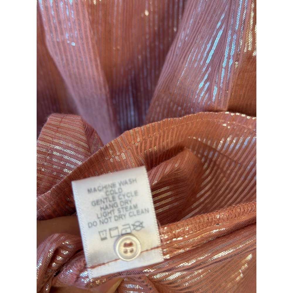 Xirena Rose Gold Metallic Tiered V-Neck Tunic Dress‎ Size L - Picture 3 of 7